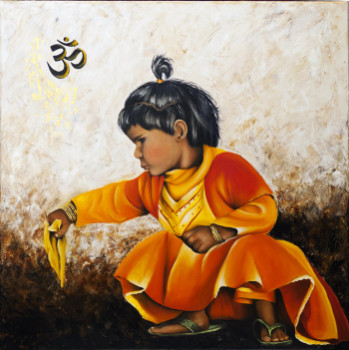 Obra contemporánea nombrada « PETITE FILLE INDIENNE », Hecho por LYSAND
