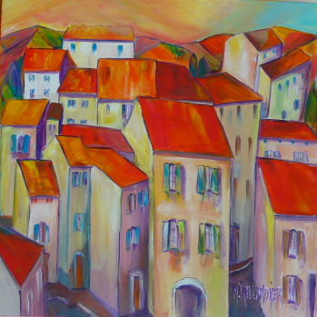 Obra contemporánea nombrada « Roquefort des Corbières », Hecho por MONIQUE TAILLANDIER WALLON