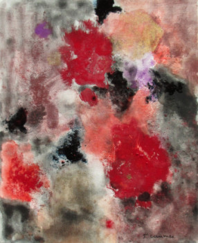 Obra contemporánea nombrada « Composition rouge 3 », Hecho por J. CAUMES