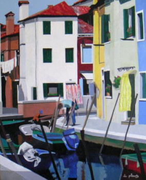 Obra contemporánea nombrada « BURANO », Hecho por ANNE DU PLANTY