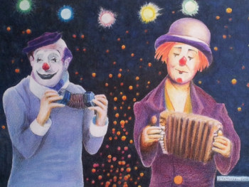 Obra contemporánea nombrada « Annie et Pierre, clowns instrumentistes », Hecho por JACQUES TAFFOREAU