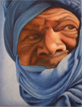 Obra contemporánea nombrada « Homme bleu - portrait », Hecho por FREDERIQUE