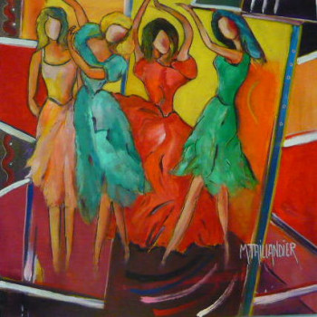 Obra contemporánea nombrada « Danseuses devant la fenêtre », Hecho por MONIQUE TAILLANDIER WALLON