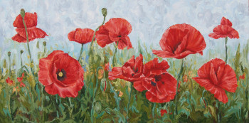 Obra contemporánea nombrada « coquelicots 1 », Hecho por STEPANYUK ALINA