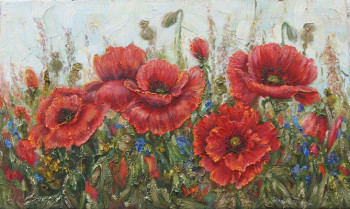 Obra contemporánea nombrada « coquelicots 2 », Hecho por STEPANYUK ALINA