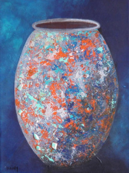 Obra contemporánea nombrada « CRUCHE ORANGEE », Hecho por MIREILLE MAURY