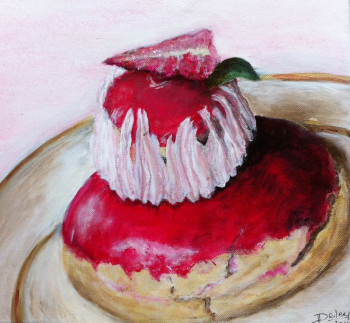 Obra contemporánea nombrada « Gourmandise 2 - religieuse aux fraises », Hecho por PATRICIA DELEY