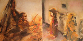 Obra contemporánea nombrada « Duo des Indes », Hecho por ISABELLE VERDENNE