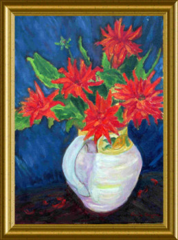 Obra contemporánea nombrada « Dahlias dans un pichet », Hecho por ARTOIS