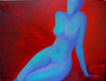 Obra contemporánea nombrada « nu bleu », Hecho por ANNAGOL