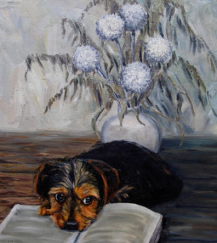 Obra contemporánea nombrada «  nature morte avec un chien », Hecho por STEPANYUK ALINA