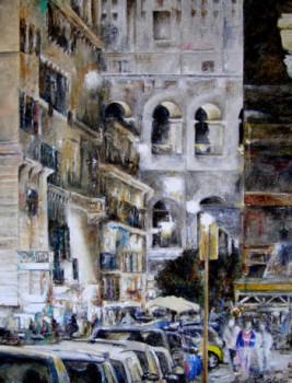 Obra contemporánea nombrada « Rome, Le Colisé rue nocturne. », Hecho por JEAN-LUC CELCE