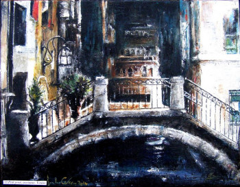 Obra contemporánea nombrada « Venise, petit pont nocturne », Hecho por JEAN-LUC CELCE