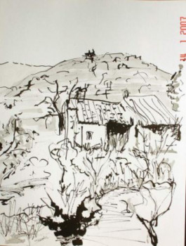 Obra contemporánea nombrada « paysage de la Drôme 1 », Hecho por GUILLOU