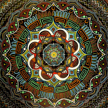 Obra contemporánea nombrada « Mandala 5 », Hecho por TOCKART