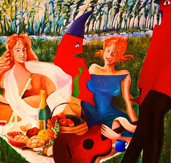 Obra contemporánea nombrada « Déjeuner sur l'herbe en mode funky », Hecho por MAAKO