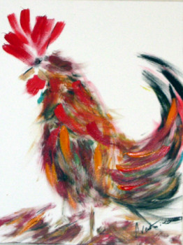 Obra contemporánea nombrada « LE COQ DU VILLAGE », Hecho por CARLO AVENTURIERO