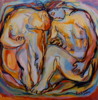 Obra contemporánea nombrada « COUPLE », Hecho por BRIGITTE SIMON