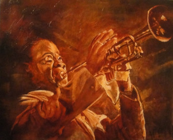 Obra contemporánea nombrada « Louis Armstrong III », Hecho por KATIA FONDECAVE