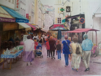 Obra contemporánea nombrada « La Mouffe rue parisienne », Hecho por JACQUES TAFFOREAU