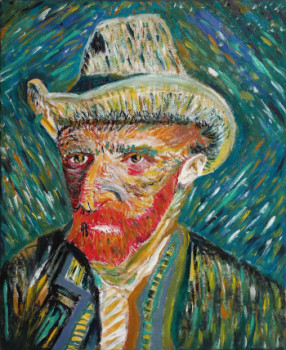 Obra contemporánea nombrada « interprétation de l'autoportrait de Van Gogh », Hecho por HOCINE SOLTANI