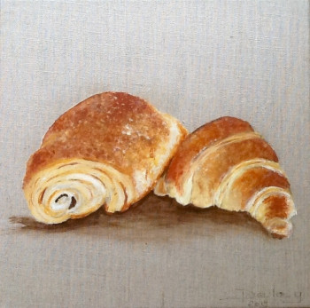 Obra contemporánea nombrada « Série petit dejeuner - croissant et pain chocolat », Hecho por PATRICIA DELEY