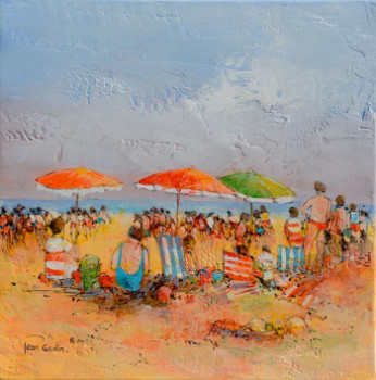 Obra contemporánea nombrada « La plage », Hecho por JEAN GODIN