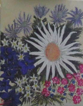 Obra contemporánea nombrada « Fleurs alpines », Hecho por BENJAMIN PETIT