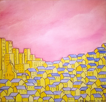 Obra contemporánea nombrada « les petites maisons jaunes 8 », Hecho por LES PETITES MAISONS JAUNES