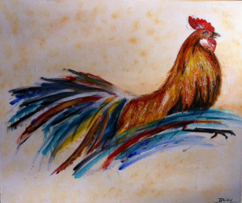 Obra contemporánea nombrada « Le coq - roi de la basse cour », Hecho por PATRICIA DELEY