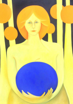 Obra contemporánea nombrada « l'orange bleue », Hecho por FRANçOISE COEURET