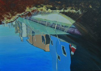 Obra contemporánea nombrada « Reflets sous un canal à Burano en Italie 1 », Hecho por VéBERT