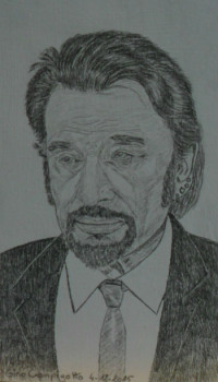 Obra contemporánea nombrada « Johnny Hallyday N° 1 », Hecho por ANGELINO CAMPIGOTTO