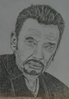 Obra contemporánea nombrada « Johnny Hallyday N° 3 », Hecho por ANGELINO CAMPIGOTTO