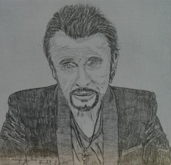 Obra contemporánea nombrada « Johnny Hallyday N° 4 problème de dents », Hecho por ANGELINO CAMPIGOTTO