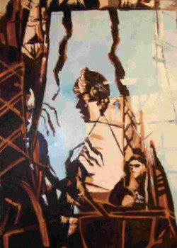 Obra contemporánea nombrada « Tête en ciel », Hecho por OLIVIER LECOURTOIS