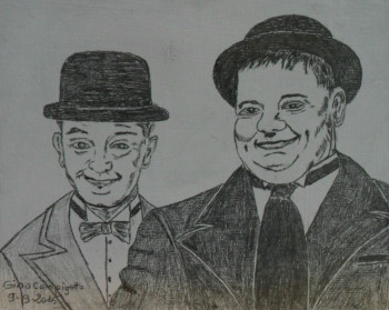 Obra contemporánea nombrada « Laurel & Hardy », Hecho por ANGELINO CAMPIGOTTO