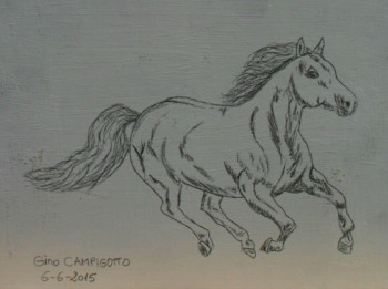 Obra contemporánea nombrada « Cheval », Hecho por ANGELINO CAMPIGOTTO