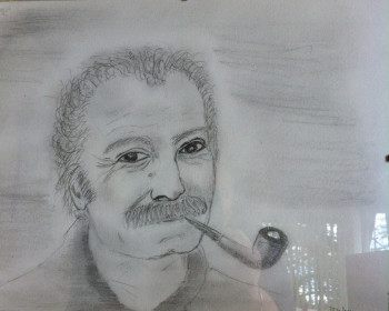 Obra contemporánea nombrada « Portrait de Georges Brassens », Hecho por PATRICIA DELEY