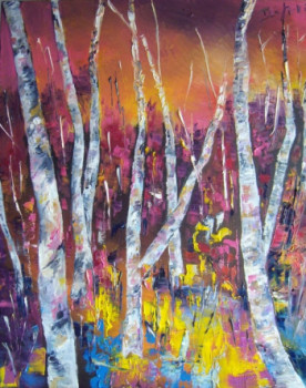 Obra contemporánea nombrada « Forêt Rouge », Hecho por DI BLIQUI