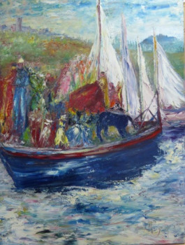 Obra contemporánea nombrada « La force marine », Hecho por MONIQUE PAGES (1944-2014)
