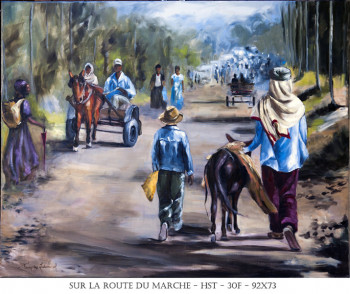 Obra contemporánea nombrada « SUR LA ROUTE DU MARCHE », Hecho por FRANçOISE LEDAMOISEL