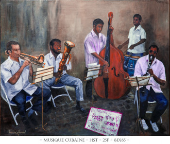 Obra contemporánea nombrada « MUSIQUE CUBAINE », Hecho por FRANçOISE LEDAMOISEL