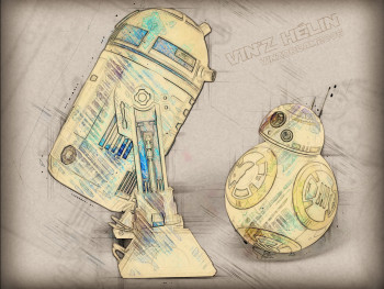Obra contemporánea nombrada « R2d2 and Bb8 », Hecho por VINZDREAM2006