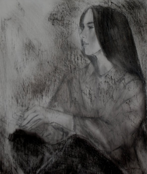 Obra contemporánea nombrada « Portrait Elisabeth », Hecho por ANNE ROUSSEAU