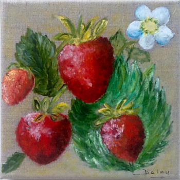 Obra contemporánea nombrada « Fruit d ete - série fruits rouge - les fraises », Hecho por PATRICIA DELEY