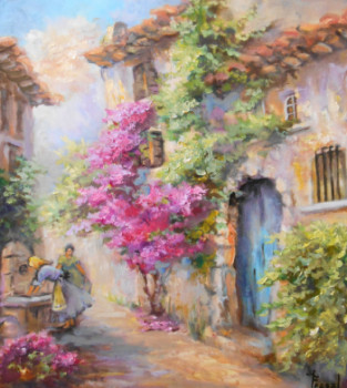 Obra contemporánea nombrada « Ruelle aux Bougainvillées », Hecho por FRAGAL