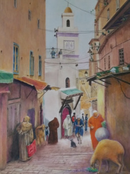 Obra contemporánea nombrada « Une rue de Casbah d'Alger », Hecho por JACQUES TAFFOREAU