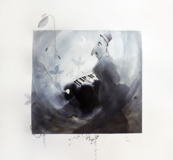 Obra contemporánea nombrada « L'hommage du pianiste 1 », Hecho por LOREN BES