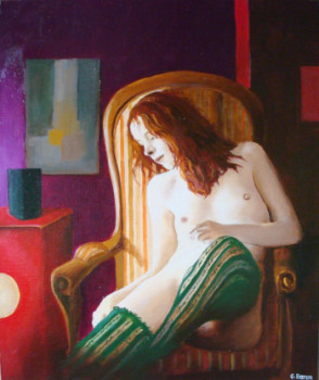 Obra contemporánea nombrada « NU AU FAUTEUIL », Hecho por BARON